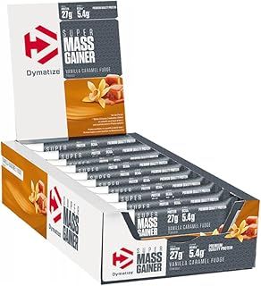 Dymatize Super Mass Gainer Bar Vanilla Caramel Fudge - High Protein Weight-Gainer Bar + Whey and Casein Protein