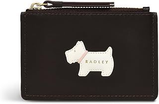 Radley London Heritage Radley Small Ziptop Coin Purse for Women, in Luxurious Smooth Leather, with a Dark Oak Padded Leather Appliqué Scottie Dog & 3 External Card Slots