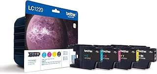 Brother LC-1220BK/LC-1220C/LC-1220M/LC-1220Y Inkjet Cartridge, Black/Cyan/Magenta/Yellow, Multi-Pack, Standard Yield, Includes 4 x Inkjet Cartridges, Brother Genuine Supplies