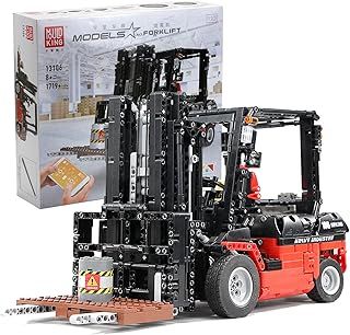 Mould King 13106 Technik Forklift, 1719 Pieces, 2.4 GHz RC Remote Controlled Forklift Truck with Power Function, Building Blocks Construction Toy Compatible with Forklift Mk II, Clear