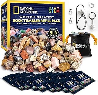 National Geographic Rock Tumbler Refill Kit - 2.26 kg Mix of Rocks for Tumbling and Rough Gemstones - Rock Tumbler Supplies include Rock Tumbler Grit and Polish Refill, and Unpolished Rocks