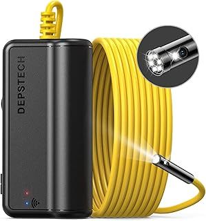 DEPSTECH Wireless Dual Lens Endoscope, 1080P HD Inspection Camera Borescope with Light, Waterproof 8mm Snake Camera with 5m Flexible Cable, iPhone & Android Compatible