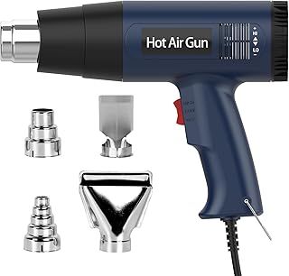 Heat Gun, 2000W Hot Air Gun Kit 60℃-600℃ Dual Temperature Settings and Overload Protection, Heat Gun for Paint Stripping Heat Gun for DIY and Professional Use of Hot Air Gun (4 Nozzles)