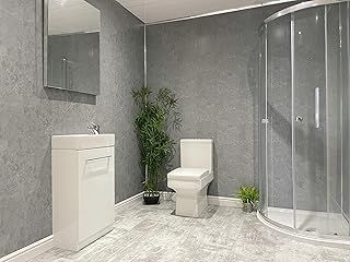 DBS Grey Concrete Matt PVC Bathroom Wall Panels Kitchen Shower Cladding (7 Panels)