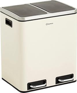 Dual Kitchen Bin 30l – Double Rubbish Bins 2x15l – 2 Compartment Pedal System – Twin Section Waste&Recycling Separation – Soft Close Design – Inner Buckets with Handles – Stainless Steel