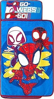 Super Soft Plush Toddler Quilted Nap Mat with Built in Blanket and Pillow