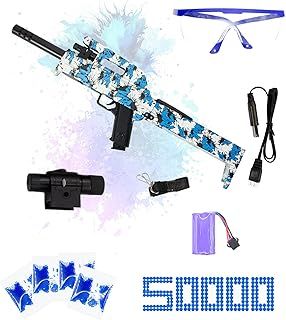 AZJ Gel Blaster Gun Toy for Kids - Premium Quality with New Manual & Automatic Fire - Play on Rechargeable Battery with & Googles - 7-8 mm Luminous Balls (Rifles, FMG9 Foldable)