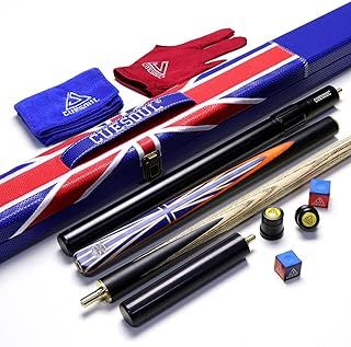 CUESOUL 57" Handcraft 3/4 Jointed Ebony Snooker Cue with Union Jack Flag Design