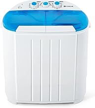 Portable Twin Tub Washing Machine 5 KG Total Capacity Washer And Spin Dryer Combo Compact For Camping Dorms Apartments College Rooms 3 KG Washer 2 KG Drying Blue&White
