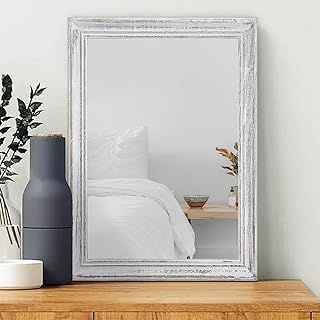 MWAZZLL Wall Mirror with Rustic Wood Frame Rectangle Mirrors for Wall Decorative Hanging Mirror for Bathroom Bedroom Farmhouse Small
