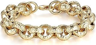 THE BLING KING Luxury 15mm Gold Plated & Bonded Leopard Print Belcher Bracelet – Waterproof 9ct Gold Plated, Fits Up to 8.5 Inches, Bold & Durable Design, Weighs 130g