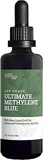 Earth Harmony Methylene Blue Pharmaceutical Grade 99.99% with Dropper, with Liquid Gold for Enhanced Photodynamic Activity & Increased Absorption, Methylene Blue USP Grade, No Formaldehyde (2 Oz)