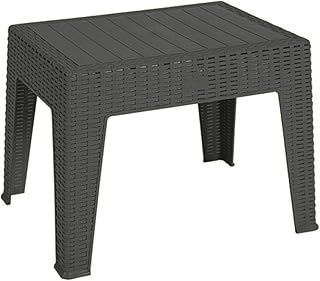 Garden Coffee Table Bistro Outdoor Plastic Side Table Grey Rattan Design Table