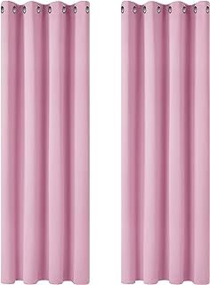 Deconovo Pink Blackout Curtains Solid Thermal Insulated Eyelet Curtains for Nursery 46 x 54 Inch Pink 2 Panels