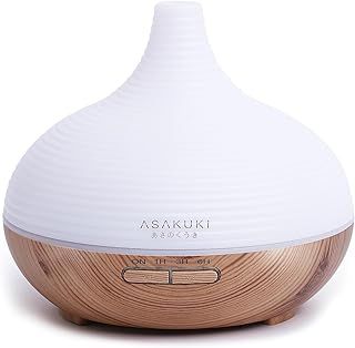 ASAKUKI Essential Oil Diffuser, 300ml Large Capacity Aromatherapy Ultrasonic Cool Mist Humidifier with 7 LED Lights, 4 Timer, Auto Shut-Off Function for Home Bedroom Office