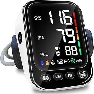 Blood Pressure Monitors Large Cuff Blood Pressure Machine CE Approved UK, 2x199 Records Automatic Upper Arm BP Machine for Home Use 4.5in LED Backlit Adjustable Large Font Screen,Cuff 8-17 Inches
