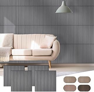 CLICK-DECK Wooden Wall Panels | Premium Acoustic Wall Panels | Slat Wall Panelling | Sound Absorbing | Fire Retardant & FSC Certified | Wood Panels for Walls | Pack of 4 Panels – 60x60cm (Grey Ash)