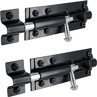 IRONTITE® 2 Pack Tower Bolt Black, Gate Bolts for Wooden Gates, Slide Bolt, Black Door Lock Bolt, Sliding Bolt Lock Or Garden Gate Bolt. 100mm (4”)