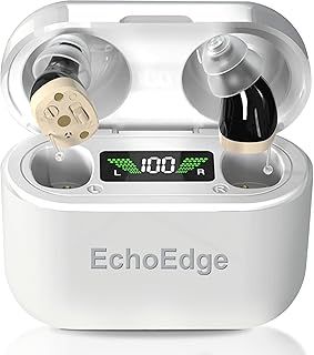 Rechargeable Hearing Amplifier - Personal Voice Amplifier with Microphone for Enhanced Sound Clarity - Invisible Design with HD Power Display, Noise Reduction & 30hr Battery Life