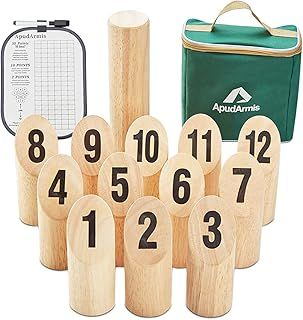 ApudArmis Wooden Timber Toss, Scatter Numbered Block Toss Games Set with Scoreboard & Carrying Case - Outdoor Tailgating Lawn Backyard Beach Game for Kids Adults Family