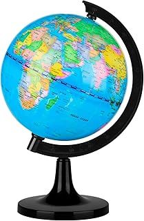 14CM World Globe for Kids Learning, Educational Rotating World Map Globes Mini Size Decorative Earth Children Globe for Classroom Geography Teaching, Desk and Office Decoration