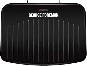 George Foreman Large Electric Fit Grill [Non stick, Healthy, Griddle, Toastie, Hot plate, Panini, BBQ, Energy saving, Vertical storage, Easy clean, Drip tray, Ready to cook light] Black, 2400W 25820