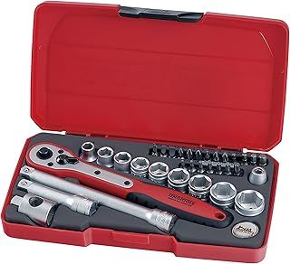 Teng T3834 3/8-Inch Square Drive Socket And Bit Set (34-Piece)