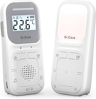 Dr.Care Neo Audio Baby Monitor – Pre-Paired, Two-Way Talk, VOX, Nightlight, Lullabies, Vibrating Alert, 1000ft Range, Speaker & Mic, Portable Clip, No WiFi