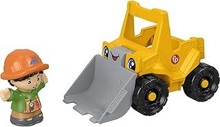 Fisher-Price Little People Bulldozer, push-along toy construction vehicle with figure for toddlers and preschool kids ages 1 to 5 years