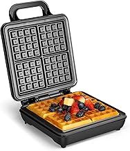 VonShef Waffle Maker Large – 4 Slice Waffle Iron with Non-Stick Plates, 1100W, Quad Belgian & American Desserts Machine, Cool Touch Handle – Silver