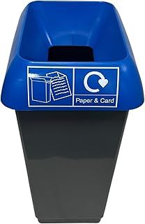 Chabrias Ltd 50 Litre Recycling Waste Bin With Lid & Logo Sticker Included (Blue Lid & Paper Logo)