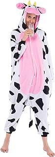 Spooktacular Creations Unisex Adult jumpsuit Plush Costume with Hat Tail for Dress Up Role Play Halloween Costum-XL Pink