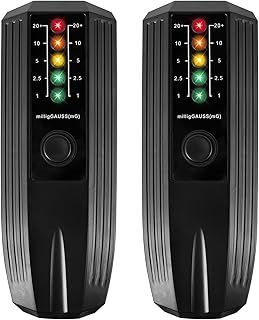 2Pcs EMF Meter, EMF Reader, High Accuracy Electromagnetic Field Radiation Detector, Ghost Hunting Paranormal Equipment Tester for Industrial Construction, 9V 6F22 Battery Not Included (Black)