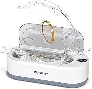 KUNPHY Ultrasonic Jewellery Cleaner, 350ML 48KHz Ultrasonic Cleaner Machine with 3 Digital Timer, One-Touch Operation Sonic Cleaner for Glasses, Jewellery, Ring, Silver