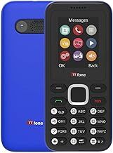 TTfone TT150 Unlocked Basic Mobile Phone UK Sim Free with Bluetooth, Long Battery Life, Dual Sim with camera and games, easy to use, durable and light weight pay as you go (Blue, with USB Cable)
