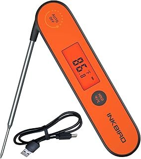 Inkbird Waterproof Instant Read Thermometer IHT-1P, Rechargeable Battery, Digital BBQ Meat Thermometer, Cooking Food Thermometer, Calibration, Magnet, Backlight for Grill,Smoker, Kitchen, Oven, Candy