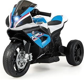 GYMAX Kids Electric Motorbike, 12V Licensed BMW Ride on Motorcycle with Music, USB/MP3, Headlights, Forward & Backward, 3 Wheels Children Motor Bike for 3-8 Years Old Boys Girls (Blue)
