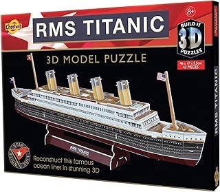 Cheatwell Games 02323 BYO 3D Puzzle Titanic, White, Red, and Black