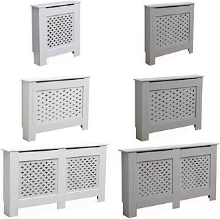 AVC Designs Kensington Radiator Cover Modern MDF Wood White Grey Cross Pattern Living Room Bedroom Hallway Cabinet (Small Grey)