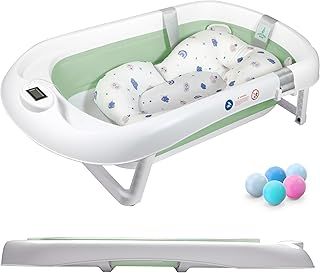 Foldable Baby Bath with Bath seat/Bath XXL with Thermometer to Control The Water temperature/3-level Bath - from Birth to 3 Years