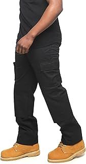 BWM - BUILDER WORKER MECHANIC Mens Lightweight Cargo Combat Work Trousers with Knee Pad Pockets Size 28 to 52 Black or Navy