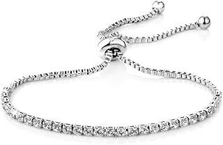 Philip Jones Silver Plated Solitaire Friendship Bracelet Created with Zircondia® Crystals