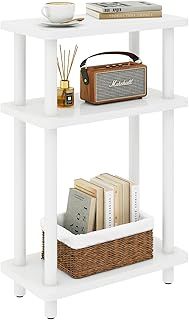 Narrow Side Table, 3-Tier End Table with Storage Shelf Black, Slim Small Table, 40x18x62.5cm,Thin Bedside Table for Living Room Bedroom Office, No-Tool Assembly, White WST009W