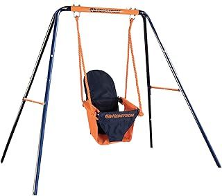 Folding Baby Swing Set - Baby Swing Outdoor Play Equipment for Children - Adjustable Kids Swing Seat Playground Equipment - Toddler Garden Toys - Baby Swing Chair with High Back, 6-36M