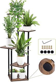 Rainie Plant Stand 5 Tier 106 cm Indoor Outdoor Tall Metal Flower Shelf, Corner Flower Pots Holder for Multiple Plants, Tiered Plant Shelf Display Rack for Living Room Bedroom Balcony Garden Patio