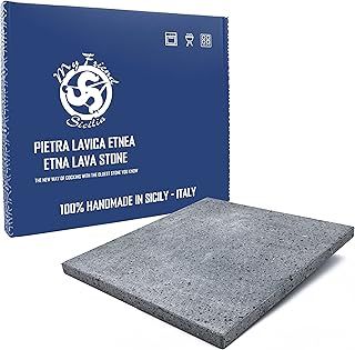 Natural ETNA Lava Stone - for Cooking Pizza and Bread - Refractory Plate for Kitchen Oven OR Barbecue - Made in Italy Sicily