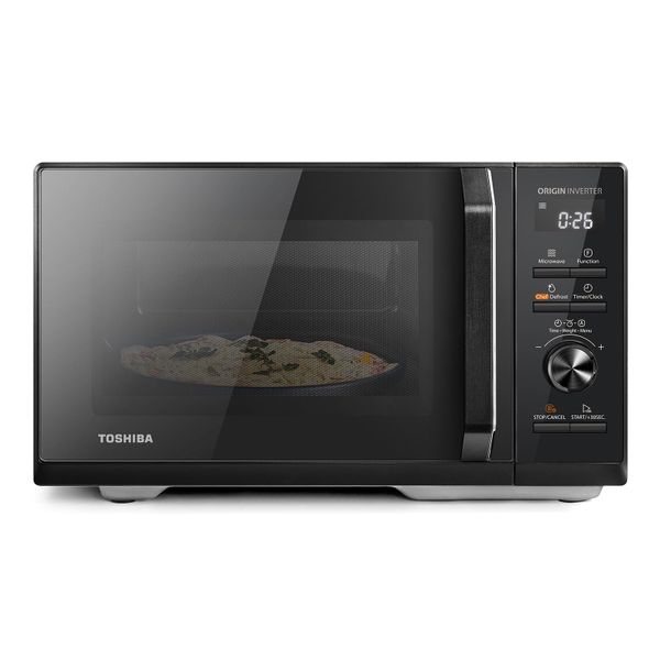 Toshiba 25L 3-in-1 900W Digital Microwave Oven With Grill, Origin Inverter, Chef Defrost, Microwave, Combi, 10 Power Levels, 7 Auto Menus, Easy Clean, Perfect for 10'' Pizza, Black, MW3-AG25PFI(BK)