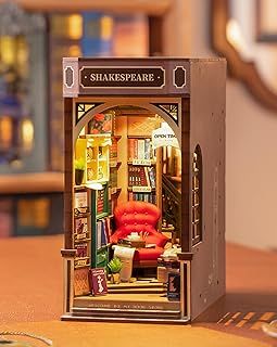 Rolife Book Nook Kits for Adults Shakespeare's Bookstore 3D Puzzles Miniature Dollhouse Models Kit for Adults to Build Bookshelf Decoration Halloween Christmas Birthday Gifts for Girls