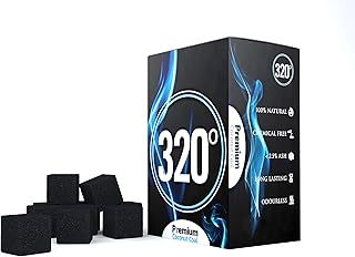 320° Premium Coconut Shisha Charcoal Coal (25mm Cubes) for Hookah BBQ 1 kg - 72 Pieces - Nicotine Free