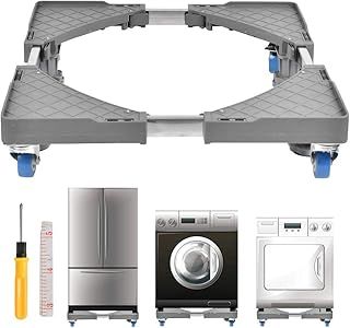FOCCTS Washing Machine Base, Adjustable Trolley with 4 Locking Rubber Swivel Wheels, 500 kg Load, for Dryers, Cookers, Fridges, Freezers